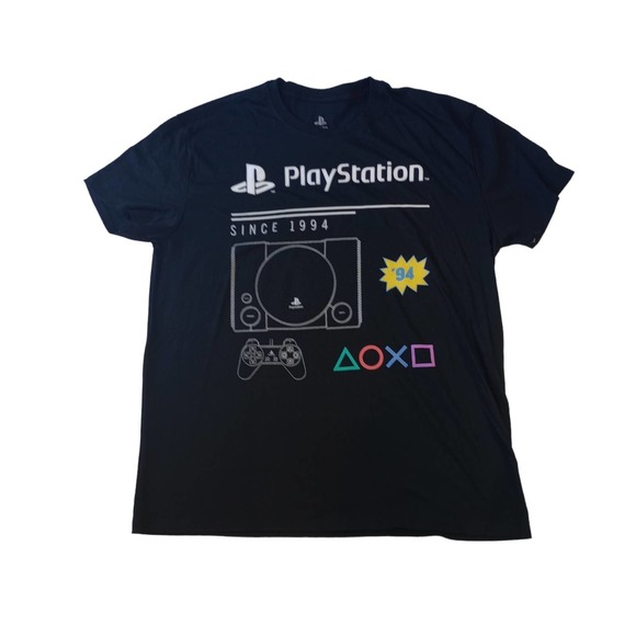 T-shirt PlayStation Homme Taille L Gris - Manches Longues Avec Logo - Occasion Très Bon état